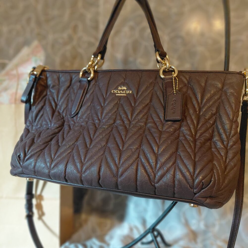 Coach Ally Satchel with Quilting in Oxblood red